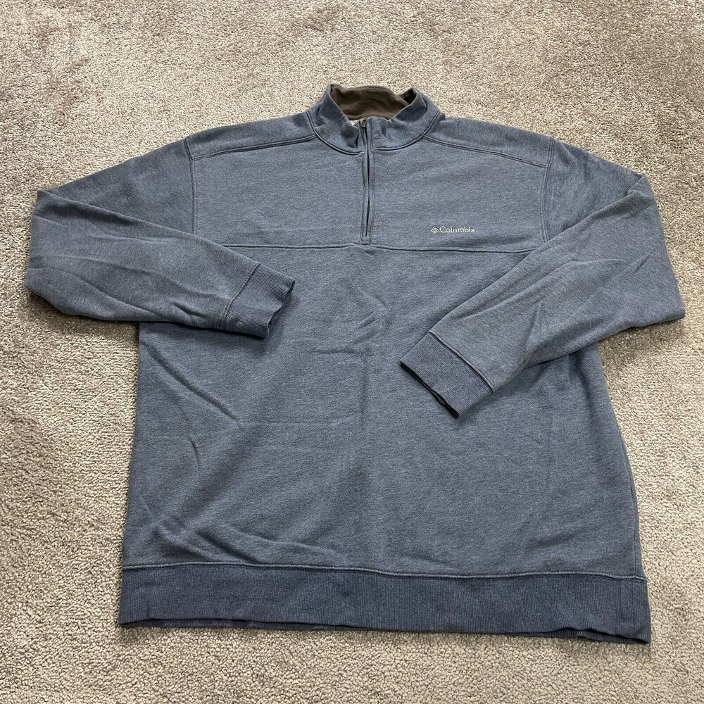 Columbia Hart Mountain Sweatshirt Mens XL Blue Fleece 1/4 Zip Pullover Outdoor